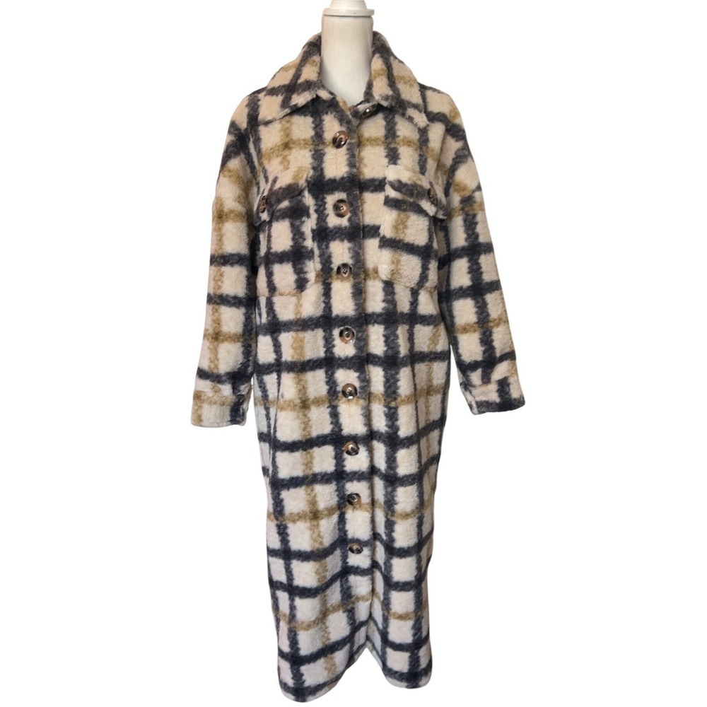 Pippa'H Multicolor checked "shearling" coat - Belgian boutique brand - Size M
